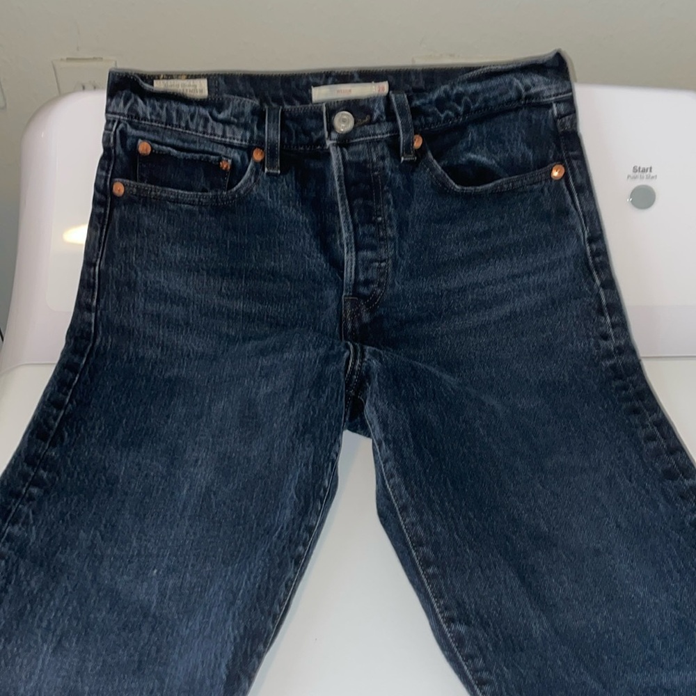 Levi’s black cropped raw hem wedgie jeans. Size 28. $40 OBO.